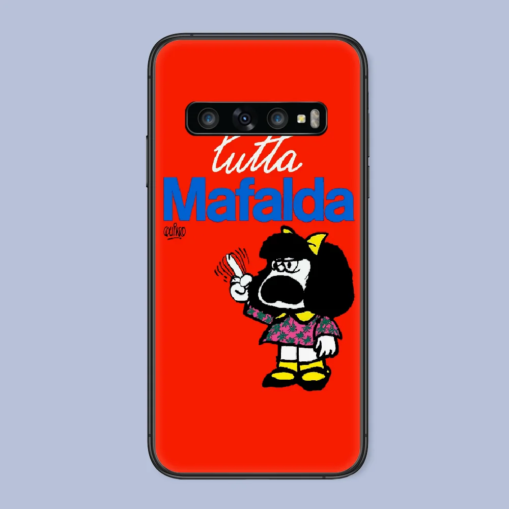 

Cute Mafalda Girl Phone Case For Samsung Galaxy Note S 8 9 10 20 Plus E Lite Uitra black Prime Luxury Bumper Trend Back Silicone