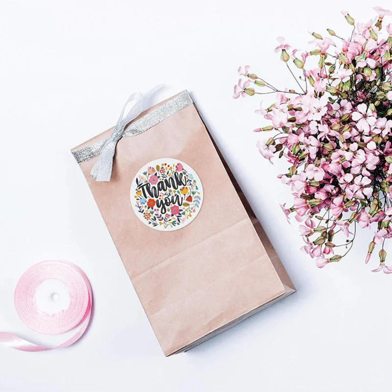 

500pcs/roll Floral Thank You Stickers Scrapbooking For Biscuits Snacks Seal Labels Kids Gift Decor Decals Wedding Sticker 1 Inch