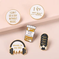 dj playing music enamel pin cd record headphones musical melody note brooch lapel badge a gift for music lover friend jewelry