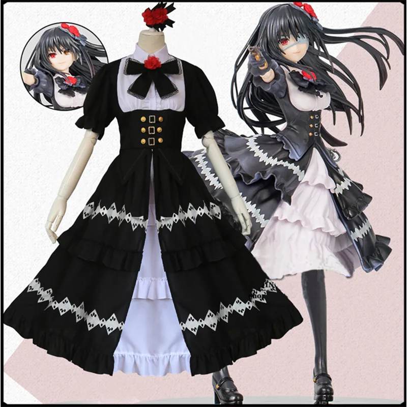 Amine Date A Live Tokisaki Kurami костюм для костюмированной вечеринки милое платье лолиты