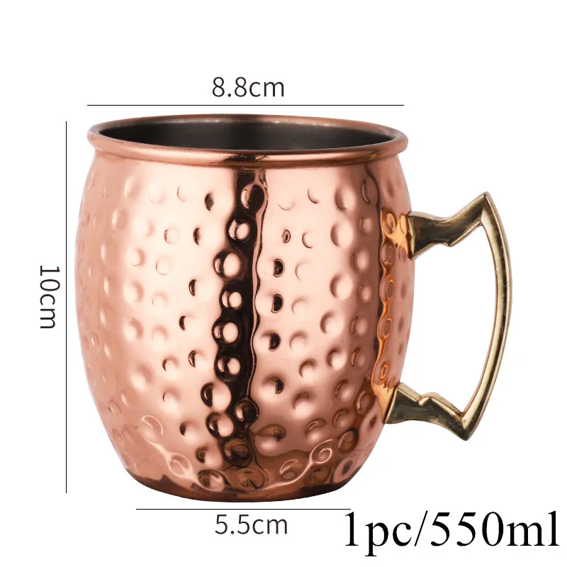 1pc 550ml copper 550 мл 1/4 шт. 18 унций молотком Медь покрытая МОСКОВСКИЙ МУЛ кружка чашка пива Кофе кофейная кружка в виде Медь покрытием канистры кружки кружка - Цвет: 1pc 550ml copper