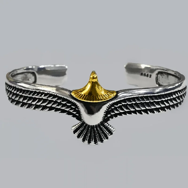 

Vintage Silver Viking Eagle Cuff Bracelet Bangle Cuff Wristband Retro Open Adjustable Women Men Jewelry