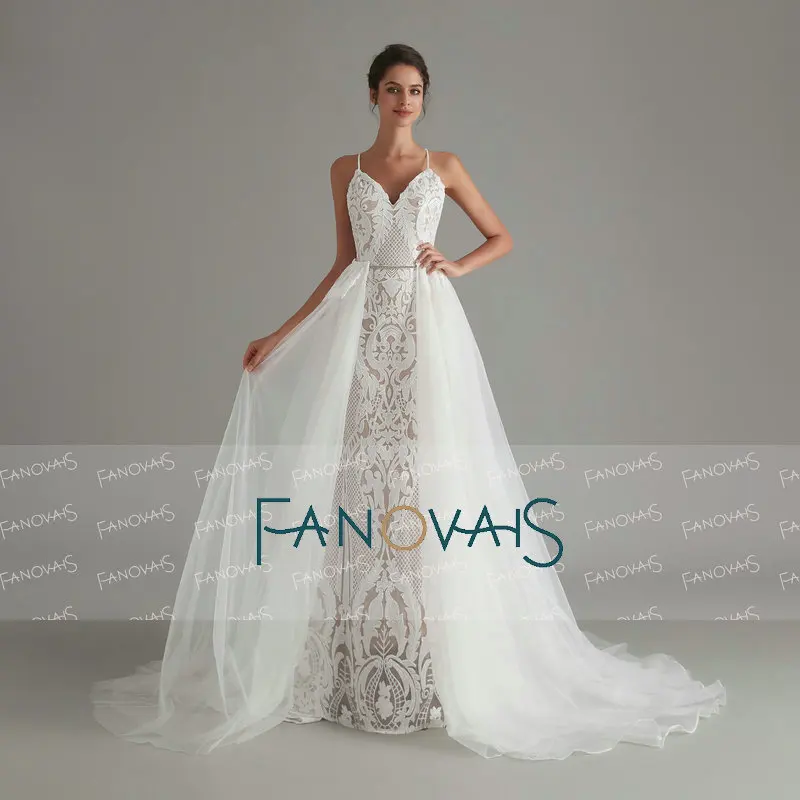 Старинные кружева Русалка свадебное платье Турция Vestido de Novia блесток кружева Sheer свадебные платья халат mariee gelinlik casamento - Цвет: as picture