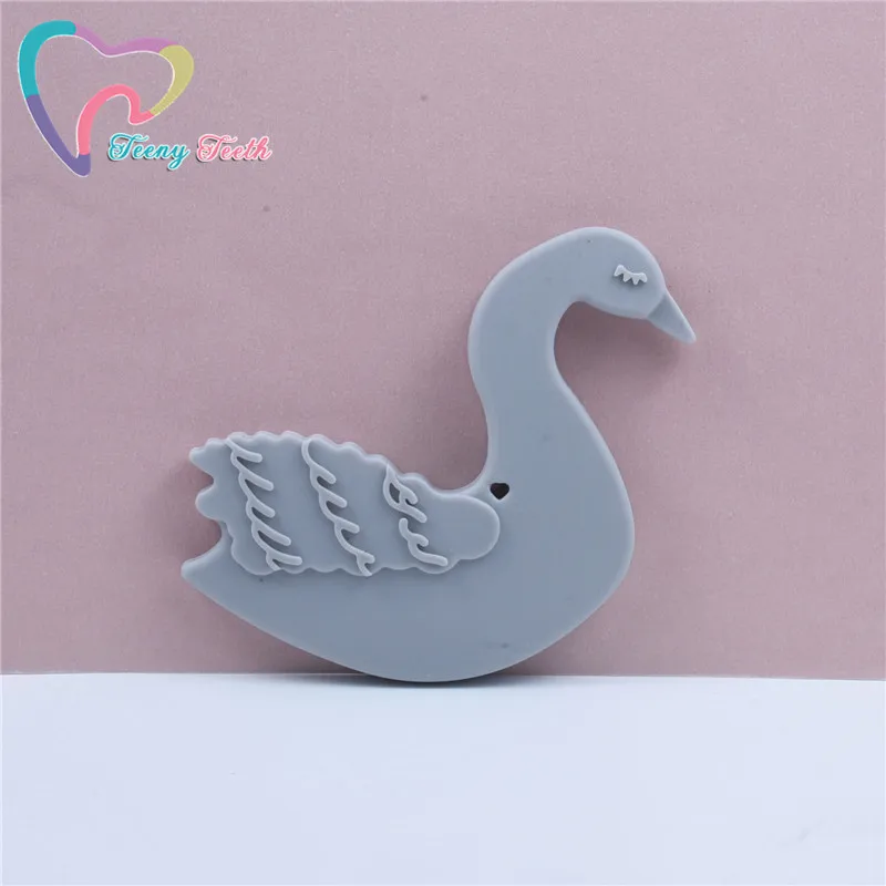 Light Gray 1 шт. детский силиконовый Прорезыватель птичка с мультяшным животным лебедем, детский прорезыватель, Силиконовый грызунок, жевательные подвески для прорезывания зубов, подарок для малышей - Цвет: Light Gray