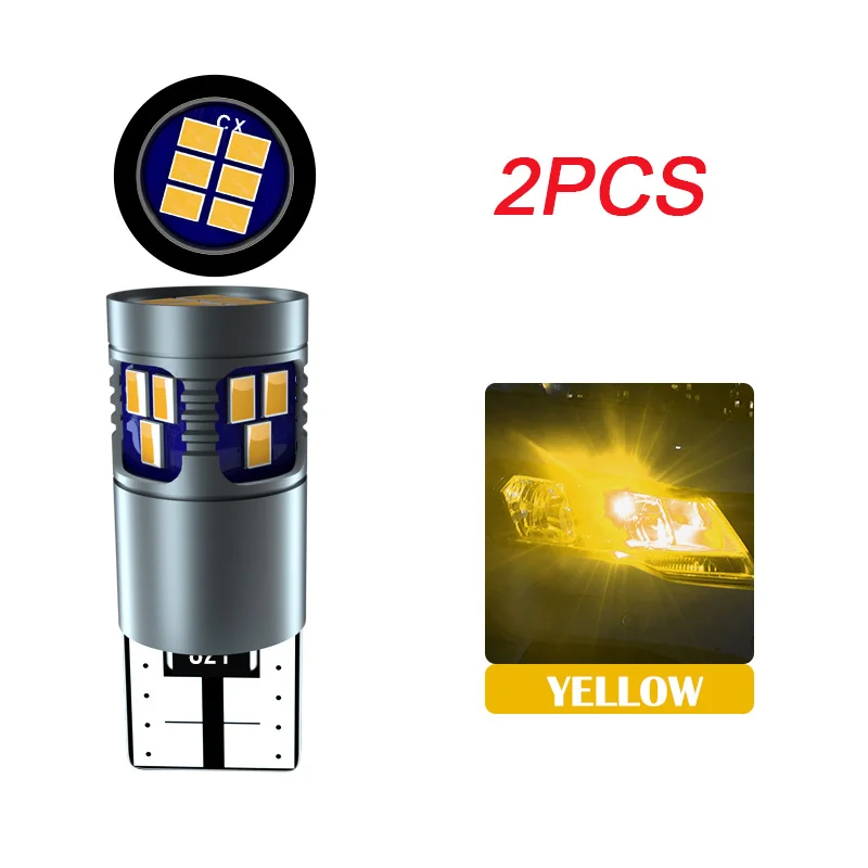 Yellow 2 шт. T10 Led W5W Canbus декодирования белый цвет желтый, синий; размеры 34–43 168 194 лампы Габаритные огни для Audi A1 A3 A4 A5 A6 A7 C5 C6 Q7 R8 - Испускаемый цвет: Yellow