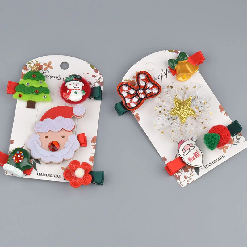 5 pieces / Set Girls cartoon christmas gift hair ornament set hairpin hair ornament hair ornament hair hoop children hairpin Hea