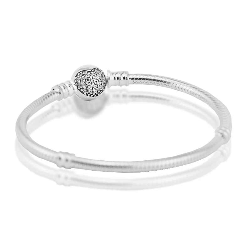 

Bracelet For Women Sparkling Heart Snake Chain Bracelets 925 Sterling Silver Jewelry Femme Pulseira Plata de ley Armband