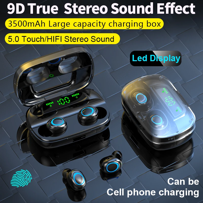 S11 наушники вкладыши TWS Bluetooth 5 0 3500 мАч зарядным устройством светодиодный Дисплей