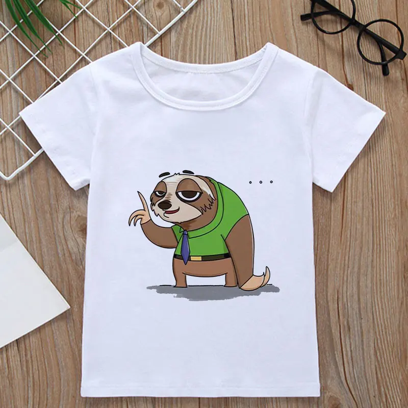

2020 New Summer Children's Shirt Sloth Cute Boys And Girls T Shirts Cartoon Animals Tops Round Neck Casual Design Kids T Shirt