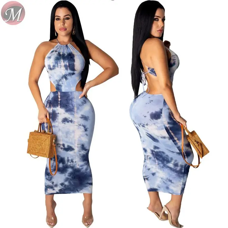 Новый дизайн сексуальный белый галстук краситель печати ремни открытая спина