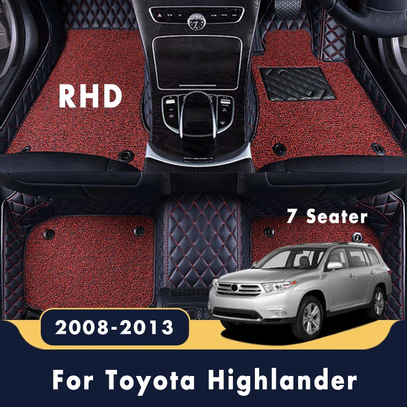 

RHD Luxury Double Layer Wire Loop For Toyota Highlander 2013 2012 2011 2010 2009 2008 (7 Seater) Car Floor Mats Carpets Interior