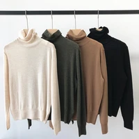 women sweater 2021 autumn new womens high neck long sleeved loose simple cashmere sweater thin knit bottoming shirt