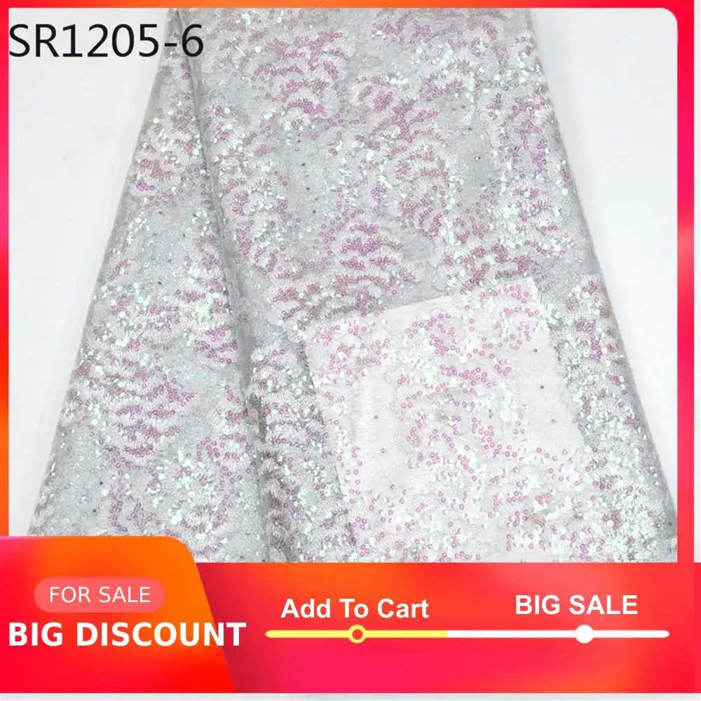 Белый цвет вышивка дизайн Чистая кружевная ткань с блестками Высокое качество