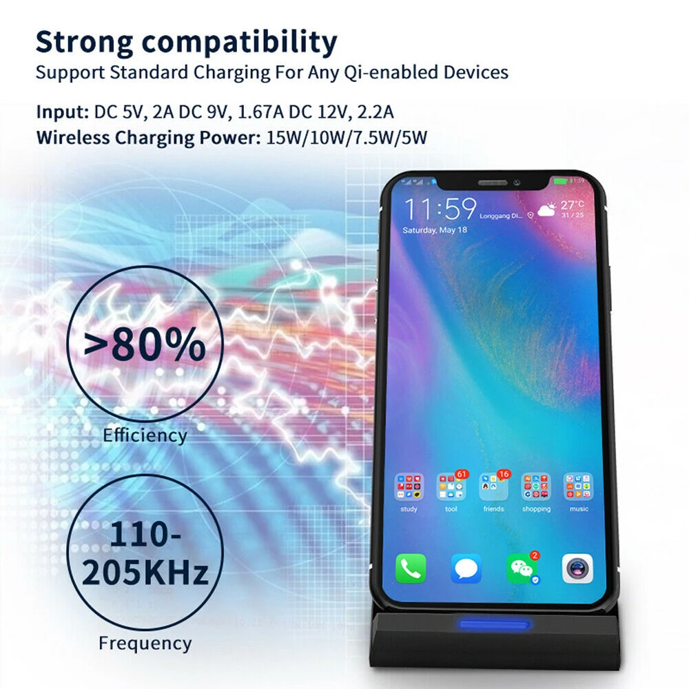 Настольное Беспроводное зарядное устройство Tkey 15 Вт для Iphone 11 8 plus X XS XR Samsung xiaomi mi