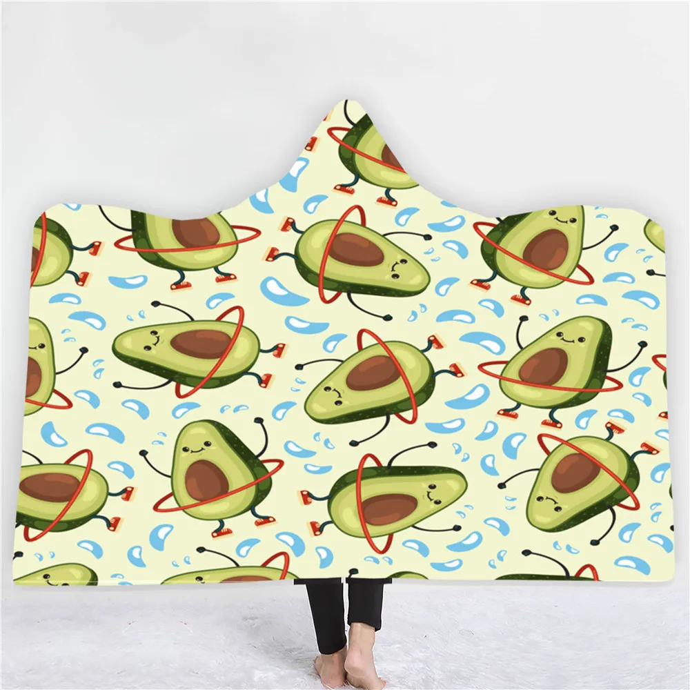 Одеяло с капюшоном и авокадо Флисовое одеяло зелеными фруктами детский