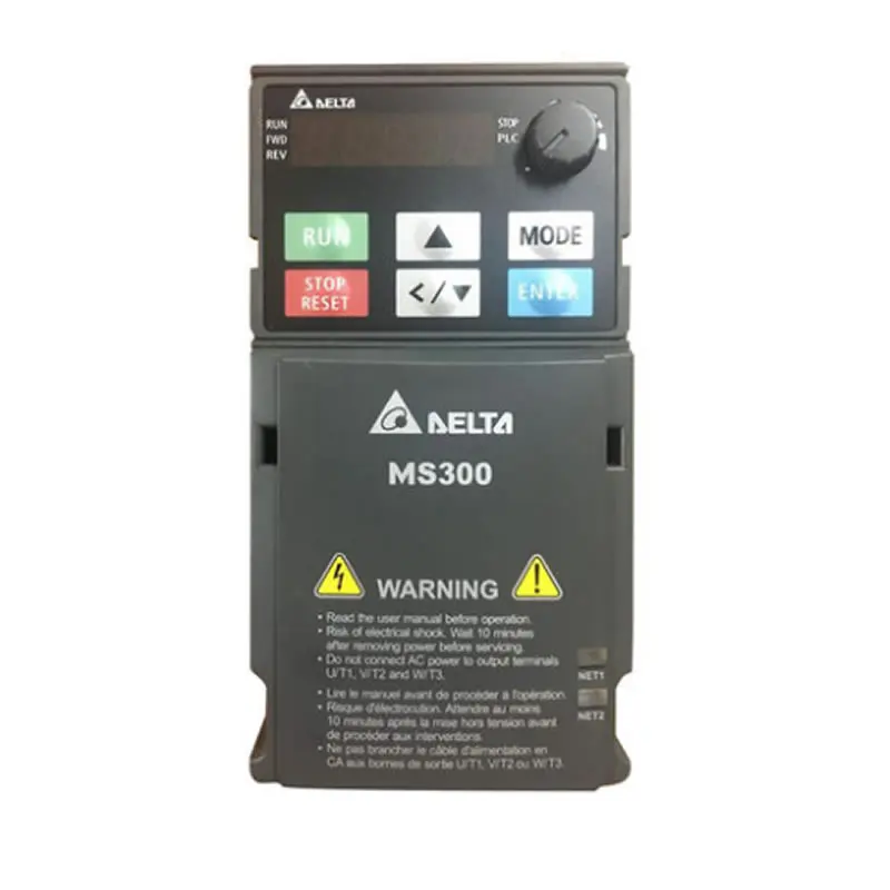 

VFD2A8MS21ANSAA VFD Standard Compact Drive MS300 Series 400w 0.4kw 1 phase AC 200V-240VAC 3 phase output 0-599HZ replace VFD-M
