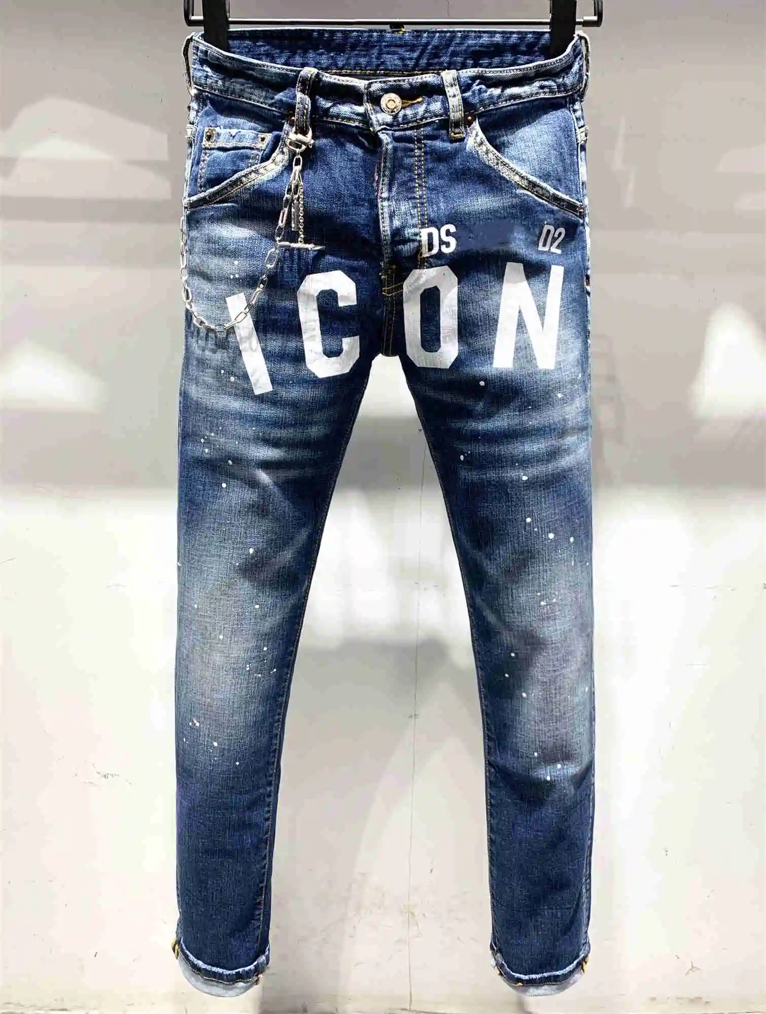 Новые мужские прямые джинсы модные классические рваные Swag джинсовые брюки