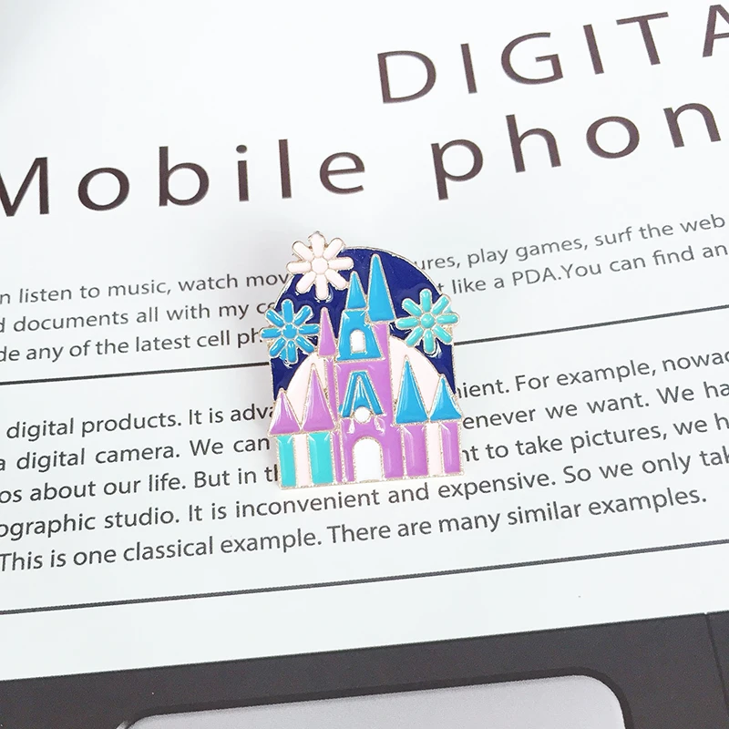 Эмалированная заколка в виде Ледяного Замка романтический металлический значок