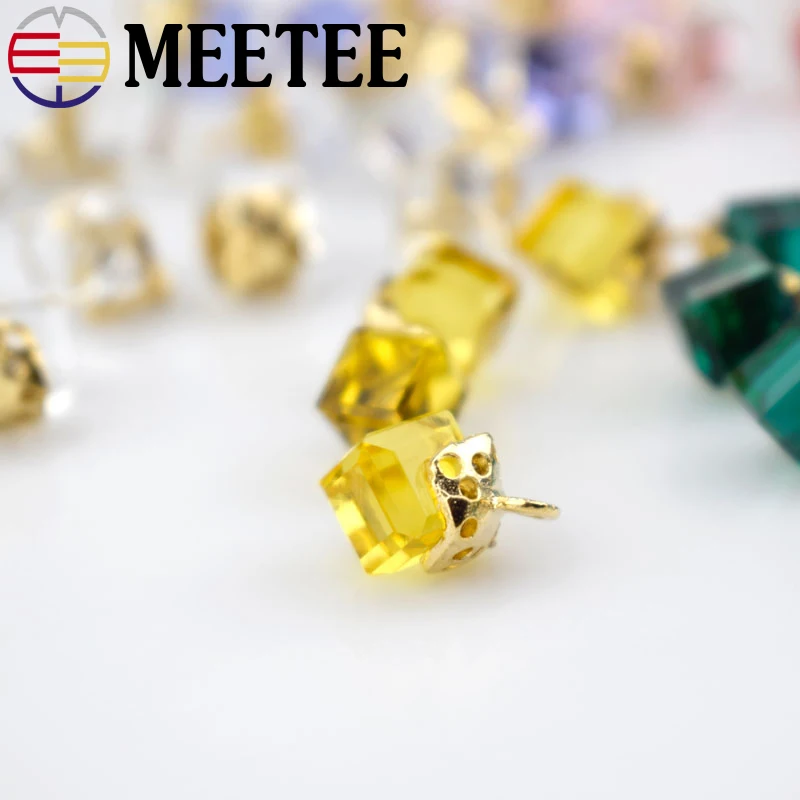 Meetee 10/30 шт. 8 мм * 14 модная Хрустальная стеклянная пуговица металлический стержень