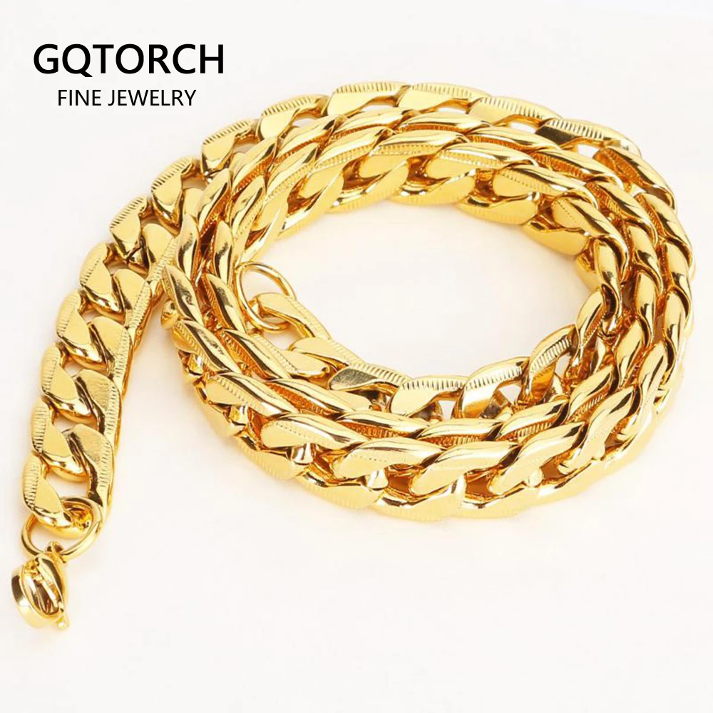 Цепь крупная мужская из нержавеющей стали 316L цепь панцирного плетения под золото