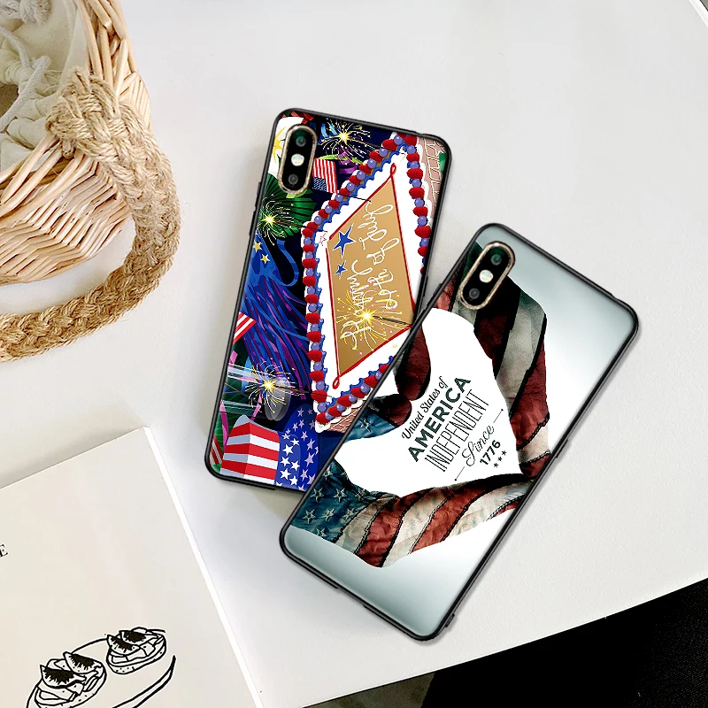 Американский счастливый день для iPhone X XR XS MAX Мягкая силиконовая задняя крышка Apple