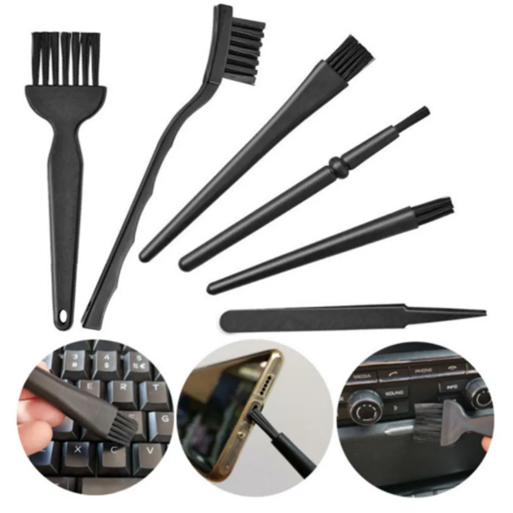 

6 In 1 Plastic BlackPortable Handle Nylon Anti Static Brushes Cleaning Keyboard Brush Kit home Cleaning