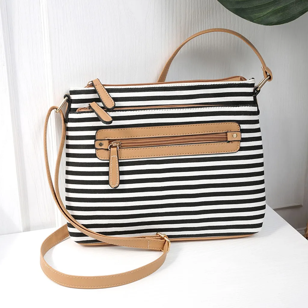 Женская сумка полосатая через плечо холщовые сумки-мессенджеры на молнии