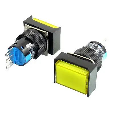 2 шт. AC 250V 3A 3P желтый прямоугольный кнопка с самовозвратом