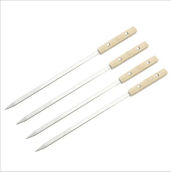 60 см длинной деревянной ручкой барбекю иглы большой нержавеющей стали мясо