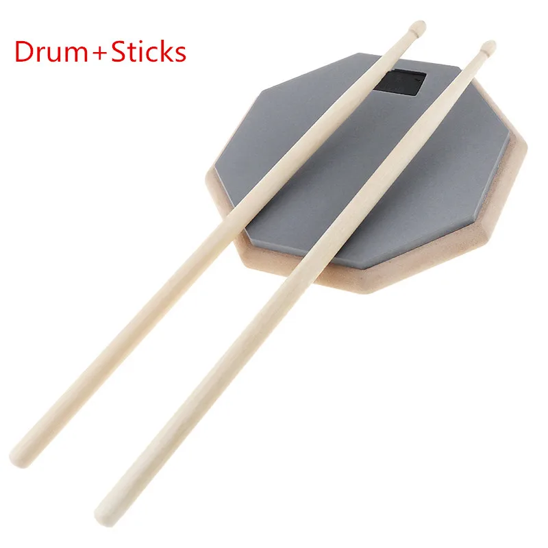 gray drum and sticks 8 дюймов резиновый деревянный немой барабан Начинающий тренировка барабанная площадка с подставкой/палкой опционально для детали ударного инструмента - Цвет: gray drum and sticks