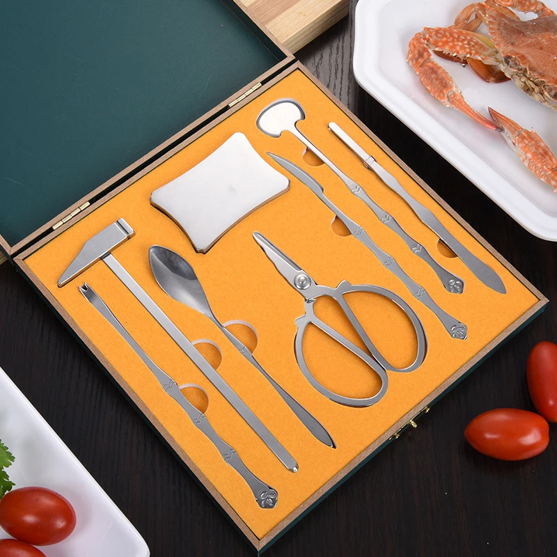 

Crab Eating Tool 8-Piece Gift Set Stainless Steel Crab Claw And Crab Clamp Crab Needle Tool