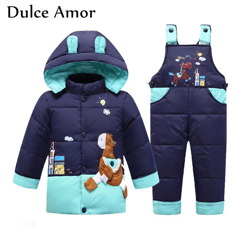 Dulce Amor/Зимний Детский Теплый пуховый комплект зимний комбинезон с принтом рыбы
