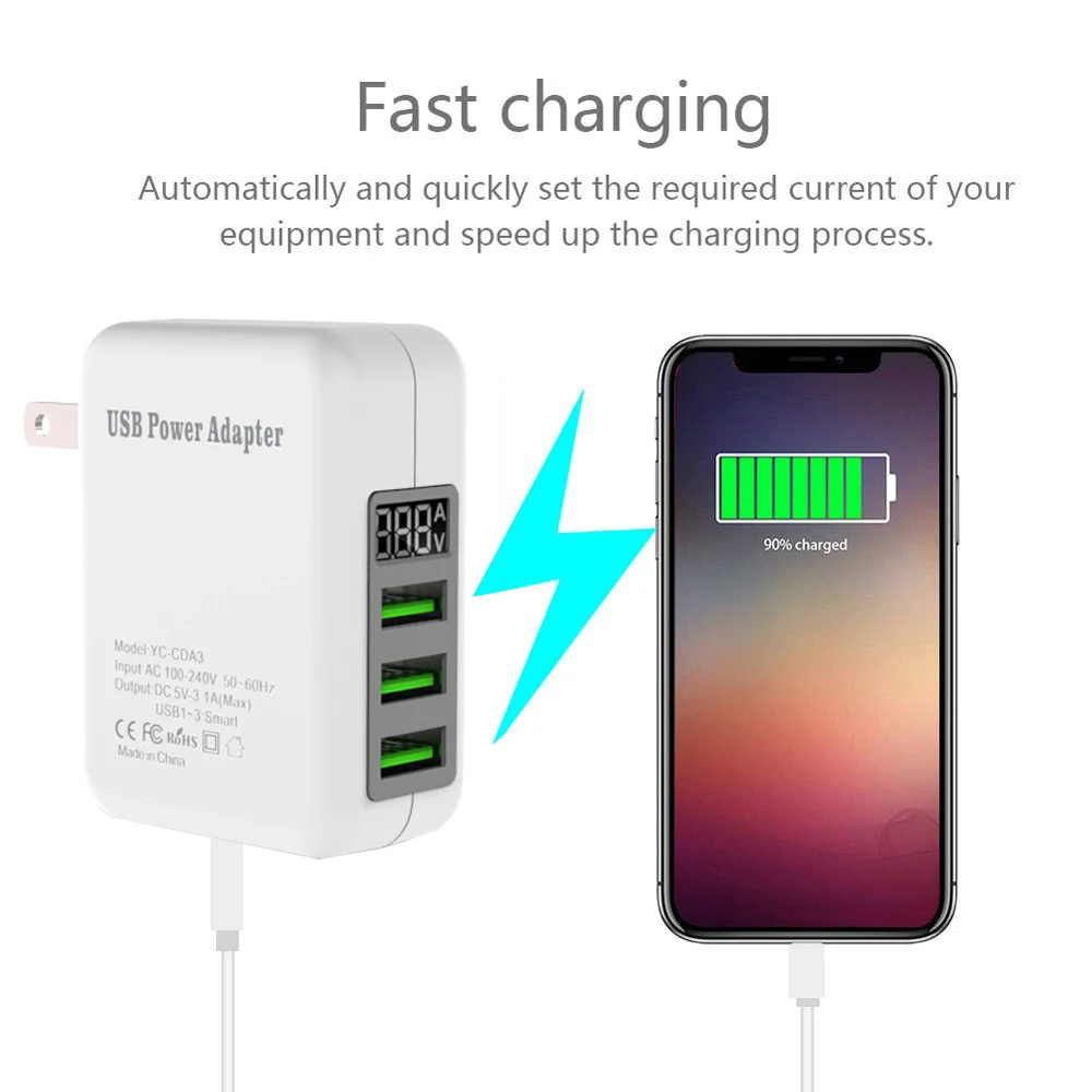 Фото VIPATEY 3 Порты и разъёмы USB Wall Зарядное устройство 5V 3.1A Путешествия адаптер зарядка VIPATEY 3 Порты и разъёмы USB Wall Зарядное устройство 5V 3.1A Путешествия адаптер зарядка