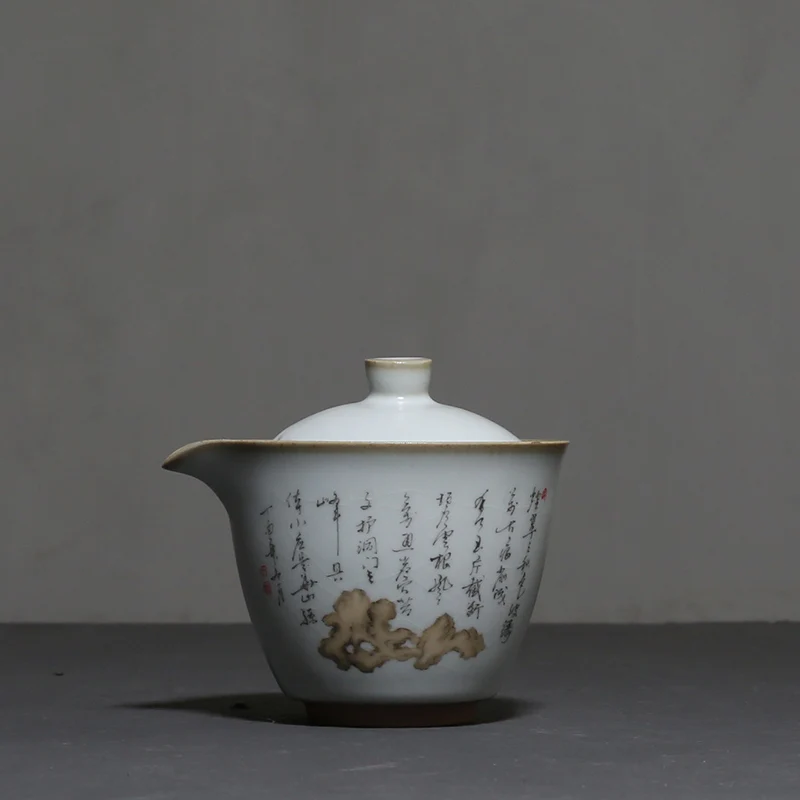 

150ml Vintage Ru Kiln Porcelain Gaiwan Pu'er Tea Bowl Chinese Tea Tureen Ceramic Teacup Teapot Drinkware Teaware Master Cup Gift