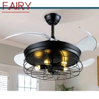 fairy contemporary led ceiling lamp with fan black invisible fan blade 220v 110v for home dining room bedroom restaurant