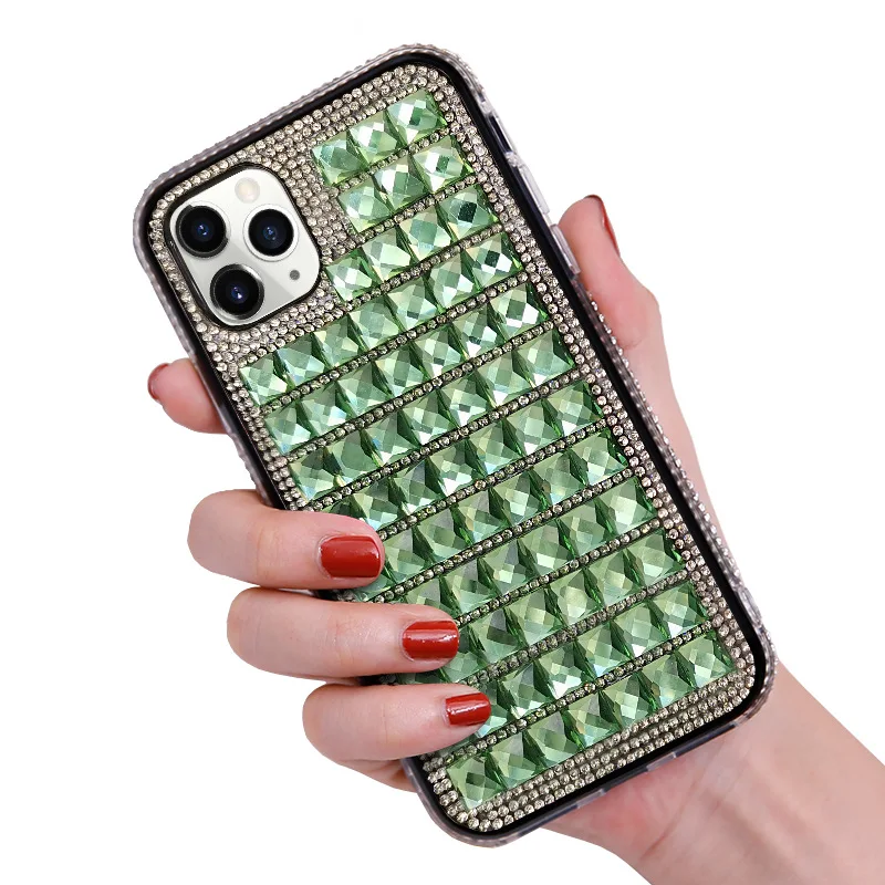 

1pcs Creativity inlaid diamond glass fashion mobile phone case cover for Girl Women iPhone 12 11 Pro Mini X XS Max XR 8 7 Plus
