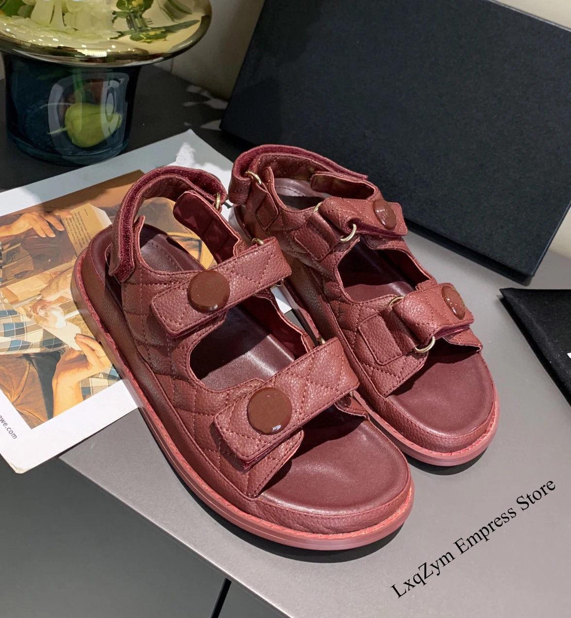 Дизайнерские женские роскошные брендовые стеганые кожаные летние сандалии на