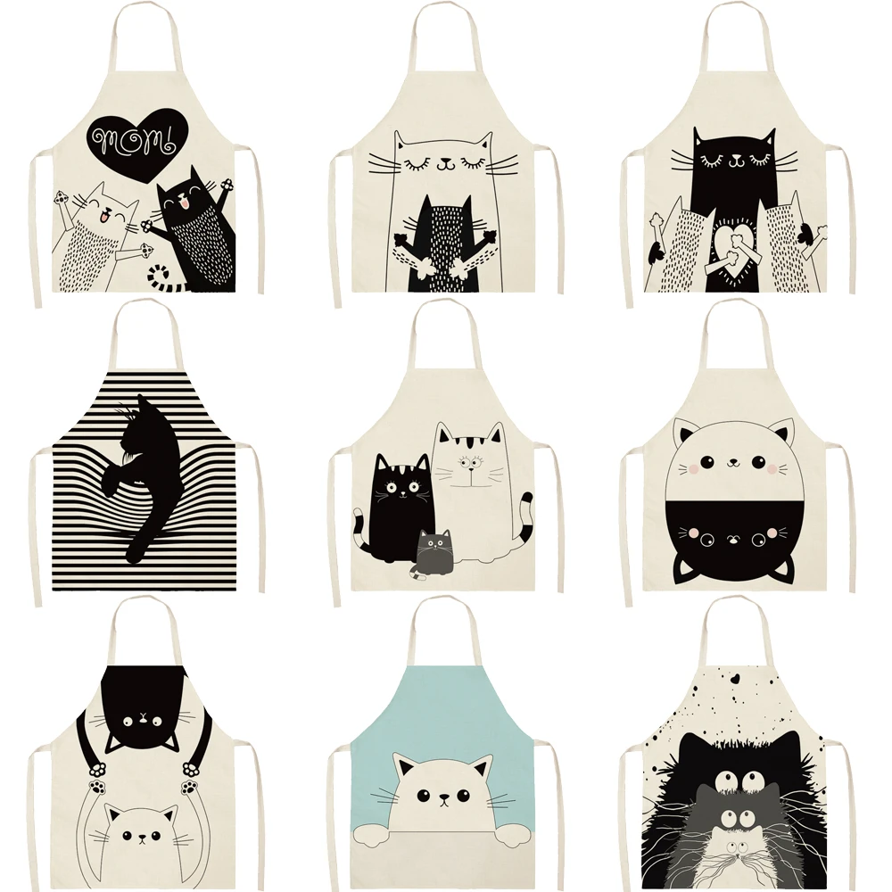 

FYMX Naughty Cat Apron kitchen Funny Hand Painted Style Cook Aprons For Home And Kitchen Uensils