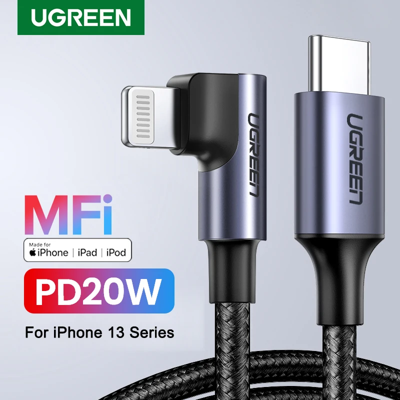 

Кабель Ugreen MFi 20 Вт PD для iPhone, кабель USB C с разъемом Lightning для iPhone 13, 12, Mini Pro Max, шнур для быстрой зарядки и передачи данных для iPad, MacBook