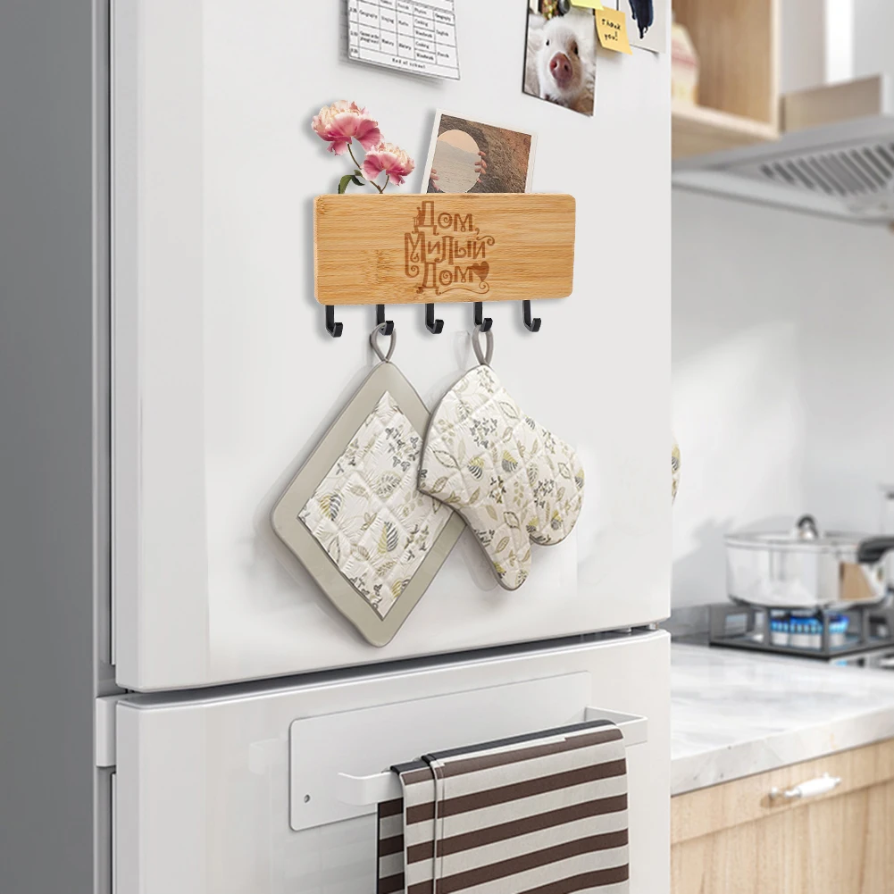 

Wear-Resistant Sundries Organizer Household Door Punch-Free Decorative Shelf Solid Wooden Storage Hook Clothing Hanger Supplies