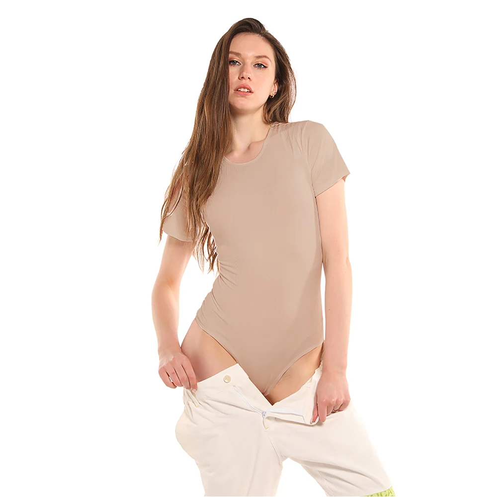 

LIVA GIRL сексуальное платье с круглым вырезом с коротким рукавом Bodysui женские 2021 летние однотонные Цвет тонкий комбинезон топы Женский Облегаю...