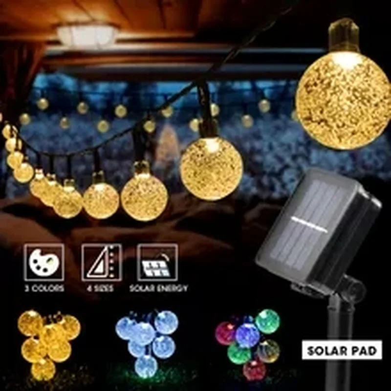 

Crystal Solar LED Lights Outdoor String Lights for Garden Yard Home Wedding Christmas Decoration Solar Bulbs 20-100LED