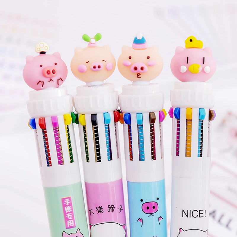 

Cartoon Pig Multifunctional Press Ballpoint Pen Graffiti Stationery Painting Retractable Ballpoint Pen Children's Stationery