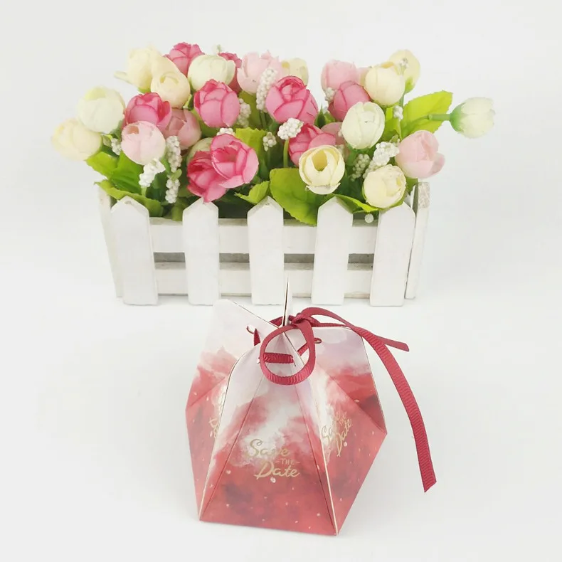 50 шт дизайн Marbling коробка для свадебного подарка мечта пентагональные конфеты