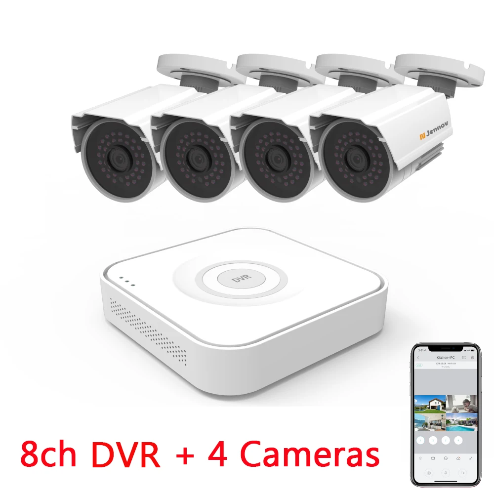 4 Pcs Cameras Jennov 1080P 4ch Домашняя безопасность DVR IR-Cut камеры видео система видеонаблюдения CCTV Открытый AHD безопасности аудио комплект P2P NVR открытый - Цвет: 4 Pcs Cameras