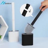 silicone toilet brush and holder set no slip removable handle and bendable brush head wall mounted cleaning kit wc accessories