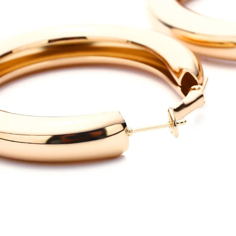 

2 Inch Tube Thick Hoop Earrings Lightweight Large Stud Earrings Women Jewelry E56A
