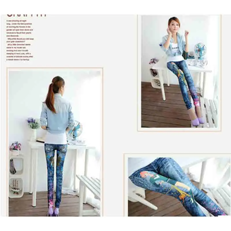 Джинсы с имитацией граффити летние цветные брюки цветочным узором для девочек