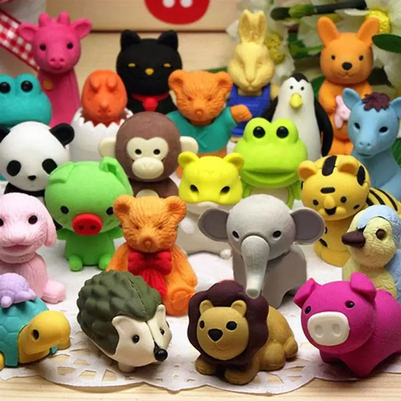 

30 Pack Pencil Erasers Random Collectible Animal Erasers Novelty Realistic Puzzle Erasers for Party Favors Games Prizes Carnival