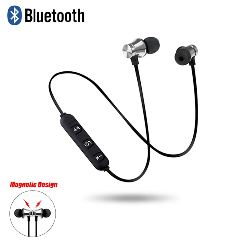 Магнитные беспроводные Bluetooth наушники для Xiaomi IPhone Samsung спортивные с шейным ободом